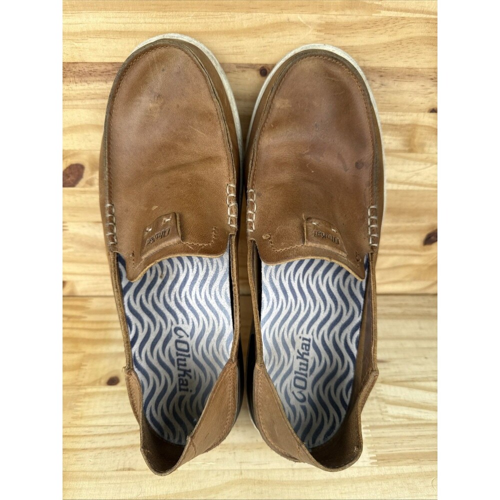 OluKai Kakaha Men’s Leather Slip On Loafers  Shoes Size 9